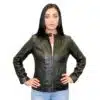 women's black leather jacket