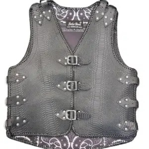 snack print leather vest